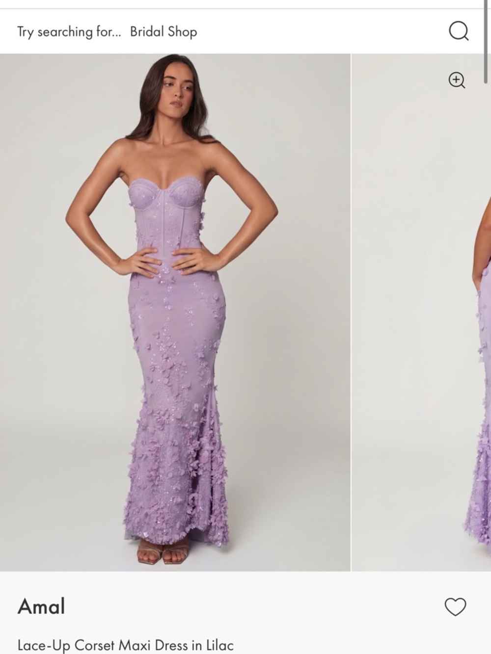 Oh Polly Amal Lace-Up Corset Maxi Dress in Lilac